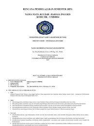 Mata kuliah bahasa inggris semester 1. Rencana Pembelajaran Semester Rps Bahasa Inggris S1 Farmasi Ok