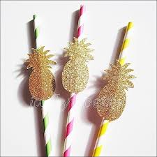 Planning A Luau Or Pineapple Theme Party Add Gold Glitter Party Straws To Guests Drinks For A Touch Of The Tr Confetti Party Pinapple Party Pineapple Parties
