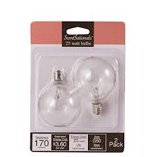 Scentsationals 25w Wax Warmer Bulbs 25 Watt Light Bulb Candelabra E12 Base Clear Replacement For Any Full Size Wax Warmer Certified Scentsational Style G50 120volt 25 Watt
