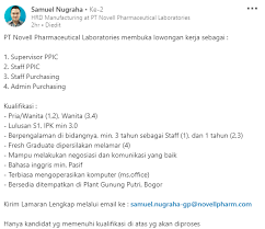 Novell telah diadakan psikotes terhadap 62 orang calon lulusan anafarma, selasa, 31 mei 2011. Lowongan Kerja Pt Novell Pharmaceutical Laboratories Via Email Loker Email