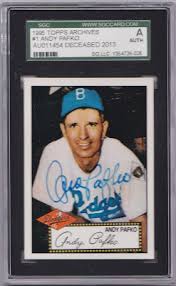 The card is autographed and, on the back of the card, it lists all of his stats. Updated Andy Pafko Collection Needs List