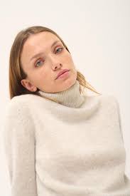 JUNE pearl grey turtleneck sweater
