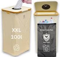 Pfandflaschen Sammelbehälter mit waschbarer Innentasche –  Recycling-Behälter für PET-Flaschen und Dosen – Leicht aufzubauen,  platzsparend – Perfekt ...