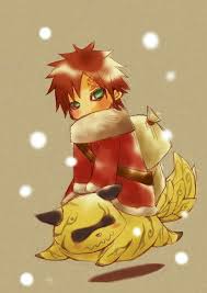 Merry Christmas Gaara Santa Claus Shukaku Ichibi Bijuu Cute Snowing Naruto Personagens De Anime Gaara Do Deserto Anime Naruto