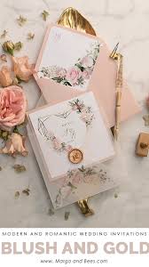 Roses Are Pink Wedding Invitation With Pink Roses Weddinginvitations Weddinginsprin Blush Wedding Invitations Wedding Invitations Uk Gold Wedding Invitations