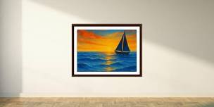 Sunset Sailboat Instructed Palette Knife Painting
