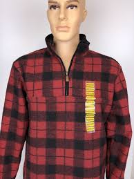 Pull à carreaux polaire John Wayne laine 1/4 zippé rouge et noir moyen pour  homm