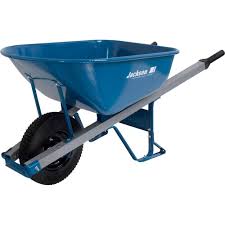 Jackson 6 Cu Ft Heavy Gauge Seamless Steel Wheelbarrow With Steel Handles M6sffkb The Home Depot Wheelbarrow Steel Handle Wheelbarrow Handles
