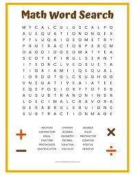 A Free Math Word Search Printable With 18 Math Terms To Find Including Decimal Algebra Multiplication Fraction Math Words Math Word Search Math Worksheets