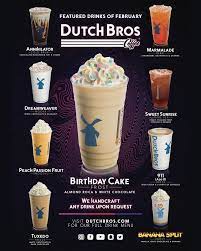 Happy Friday Happy February Canby Here Are This Month S Featured Drinks Dutchbros Coffee Dutch Bros Drinks Dutch Bros Menu Passion Fruit Smoothie