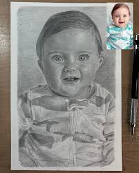 Custom Hand-drawn Baby Portrait: Personalized Pencil Sketch