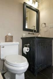 Black Rustic Bathroom Design With Charcoal Gray Slate Tiles Floor Rustic Black Bathroom Chest Vanit Black Vanity Bathroom Bathroom Design Small Bathroom Sinks