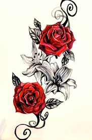 The rose is still recognizable but looks more subtle. Lily And Rose Tattoo Design By Lucky978 On Deviantart Rose Vine Tattoos Vine Tattoos Rose Tattoo Design