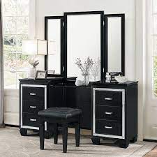 Enhance your bedroom or dressing room with a chic and stylish vanity set designed to make it easy for you to look your best; Allura Vanity Dresser W Mirror Black Homelegance Furniture Cart