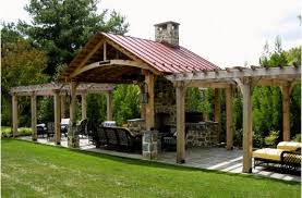 Outdoor Kitchen With Outdoor Structure Shielding Bad Weather Backyard Backyard Patio Outdoor Kitchen Decor