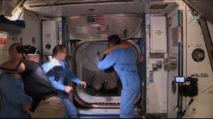 Hurley and behnken named the capsule 'endeavour' and a. Us Astronauts Disembark Spacex S Crew Dragon And Board The International Space Station Cnn