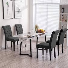 Homesailing Taupe Dining Chair Set Of 4 For Kitchen Restaurant Black Wood Leg Chairs With Comfy Fabric Upholster Upholstered Seating Comfy Chairs Dining Chairs