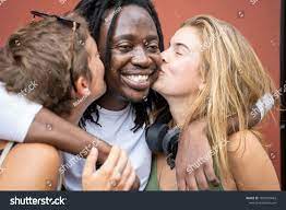 Two Blonde Girls Kissing African Boy Stock Photo 1683593662 | Shutterstock