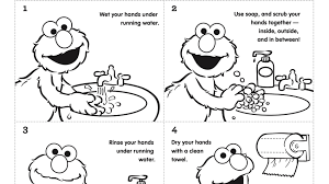 The handwashing coloring book is a fun way for your children of all ages to develop creativity, focus, motor skills, and color recognition. Step By Step Handwashing With Elmo Kids Pbs Kids For Parents