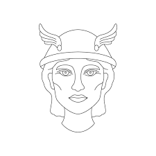 Premium Vector | Greek God Hermes On White Background Icon In Line Art Style