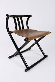 Art Deco Mid Century Modern Thonet Bentwood Camp Style Leather Folding Chair Chair Folding Chair Mid Century Modern