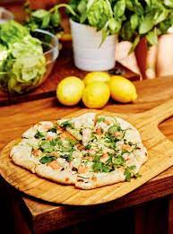 White Pizza With Trout Shrimp And Zucchini Ricardo Recipe Delicious Pizza Recipes Ricardo Recipe Fish Pizzas