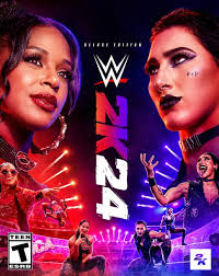 WWE 2K24 game cover featuring top WWE superstars