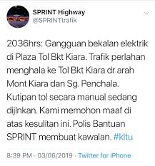 Kecederaan atau kerosakan akibat gangguan. Plaza Tol Bukit Kiara Alami Gangguan Elektrik