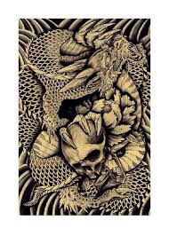 Japanese tattoo art japanese tattoo designs crab tattoo ninja art traditional tattoo art leg sleeve tattoo asian tattoos bizarre art japan jan willem. Dragon Skull By Clark North Tattoo Art Print Japanese Asian Traditional Style Purple Leopard Boutique