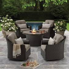 Member S Mark Agio Heritage 5 Piece Outdoor Fire Pit Chat Set With Sunbrella Fabric Sam S Club Outdoor Patio Decor Outdoor Patio Furniture Sets Patio Decor