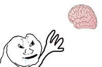 Small brain man shouting at big brain man it's the law guy who have lot a water. Brainlet Know Your Meme