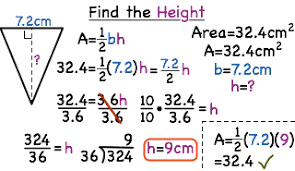 The lateral area would be approximately 188.4 inches squared. How Do You Find The Height Of A Triangle If You Know The Area And Base Printable Summary Virtual Nerd