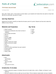 Parts Of A Plant Lesson Plan Education Com Lesson Plan Education Com Stem Lesson Plans Plant Lessons Parts Of A Plant