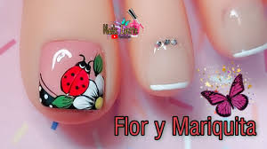 Diseños de uñas para pies 2020 : Diseno De Unas Para Pies Flor Y Mariquita Muy Facil Unas Para Principiantes Flowers Nail Art Youtube
