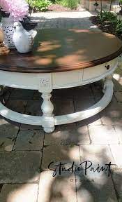 The round top provides a perfect place to enjoy long conversations with a hot cup of coffee. Farmhouse Painted Round Coffee Table Painted Coffee Table Refinished Coffee Table Annie S Coffee Table Farmhouse Coffee Table Makeover Painted Coffee Tables