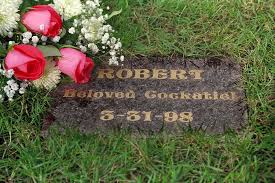 Pet gravestones can be personalized with text and many can include engraved photos. Pet Memorial Burial Markers L