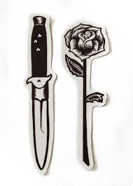 Black And White Vinyl Sticker Set Of A Rose And Knife Drawn In The Traditional Tattooing Style Knife And Rose Tattoo Body Art Tattoos Tattoo Flash Art