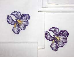 Kitchen Napkins With Iris Free Embroidery Design Kitchen Embroidered Napkin Flow Free Machine Embroidery Designs Free Machine Embroidery Embroidery Designs