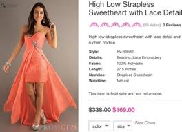 Dress High Low Promgirl Prom Dress Coral Prom Dress