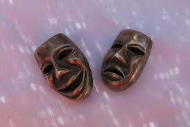 Early TAXCO Eagle Stamp Sterling Silver Comedy & Tragedy Mask Brooch Pins,  2 Individual Pins, Unisex, Acting, Actor, Actress, 1950's Shadow