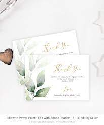 Editable Baby Shower Thank You Card Printable Greenery Thank You Card Gold Thank Yo Baby Shower Thank You Cards Thank You Card Template Baby Shower Thank You