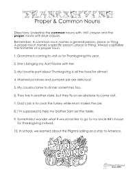 English, math, science, social studies Thanksgiving Common Vs Proper Nouns Worksheet Squarehead Teachers
