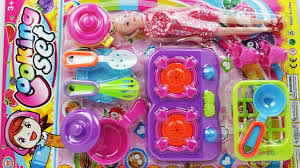 Girls boys aprons role play kitchen cooking baking toys cooker play set children kids cooking kitchenware bake set hat + apron. Funny Toys Cooking Kitchen Set Unpacking With Baby Doll Funny Toys Toy Kitchen Set Baby Dolls