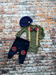 Newborn Baby Boy Coming Home Outfit Baby Boy Bow Tie Bodysuit Suspenders Crocheted Newsboy Hat Knee Patch Pant Baby Shower Gift Plaid