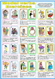 First, in the exercise on the left, choose the correct modal verb in the present tense, in order to construct a text that makes sense. Modal Verbs Exercises B W Version Included Esl Worksheet By Katiana