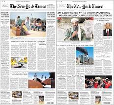 Live news, investigations, opinion, photos and video by the journalists of the new york times from more than 150 countries around the world. The Front Page Of The New York Times Before Bin Laden News The Atlantic