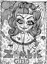 Each printable highlights a word that starts. Halloween Zombie Girl Halloween Adult Coloring Pages