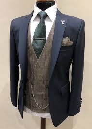 Dunkelblauer Anzug Braune Tweedweste Weddingsuitsformen Wedding Suits Groom Wedding Suit Hire Best Wedding Suits
