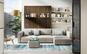 At the touch of a button, this murphy bed folds down over the couch. Wall Beds With Sofas Resource Furniture