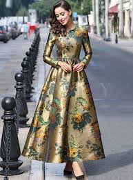 Jacquard High Waist Pleated Gown Ball Maxi Dress Designer Maxi Dress Maxi Dress With Sleeves Maxi Dress